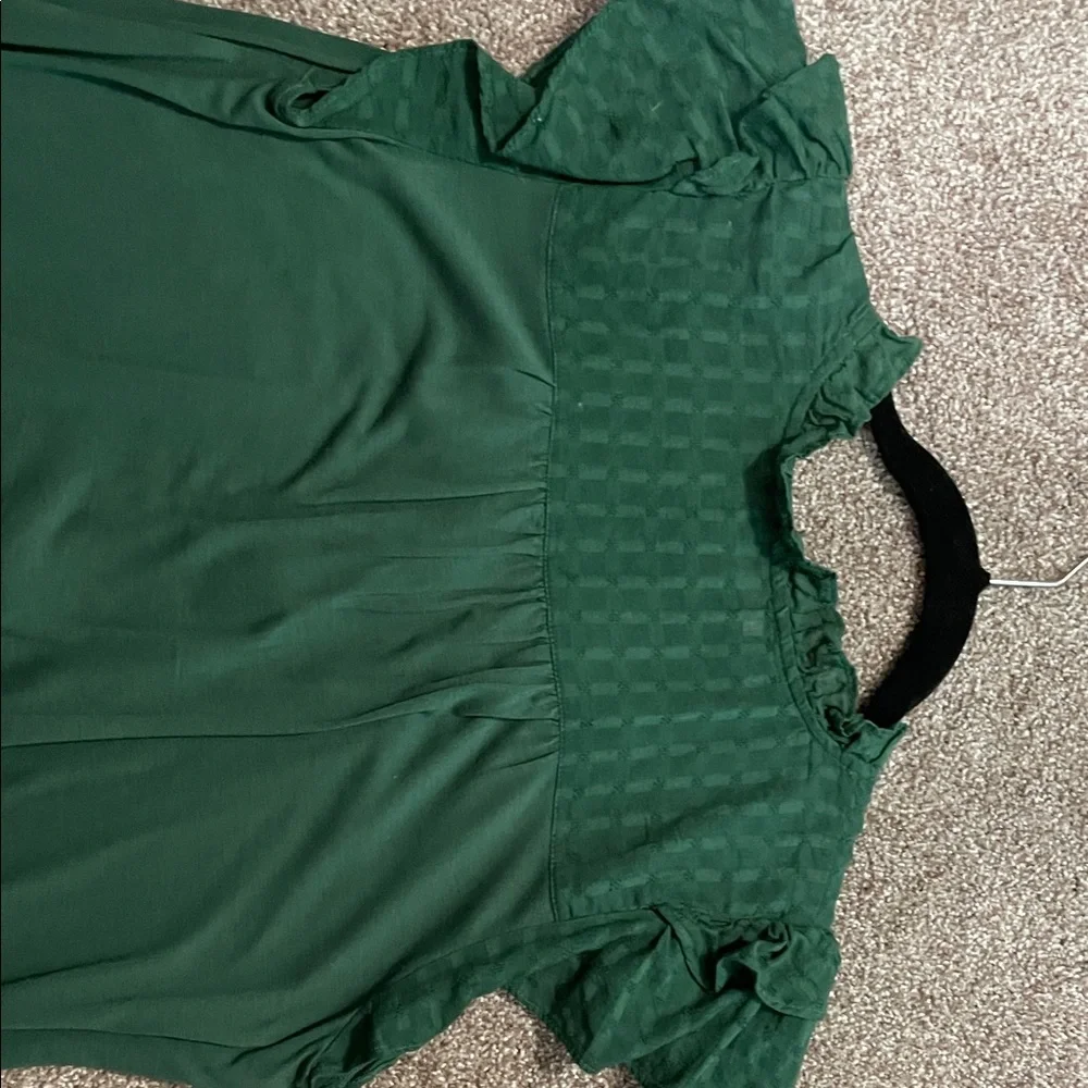 LOFT Emerald Ruffle Button-Up Blouse - Picture 6 of 7